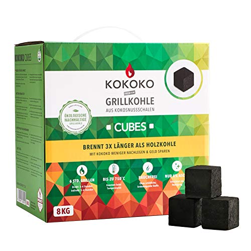 McBrikett KOKOKO CUBES Premium Grillkohle, 8 kg Bio Kokos Grillbriketts