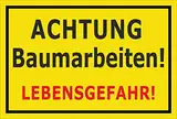 Melis-Folienwerkstatt Schild Baumarbeiten Lebensgefahr - 60x40cm - Bohrlöcher - 3mm Aluverbund – 20 VAR S00359-147-C