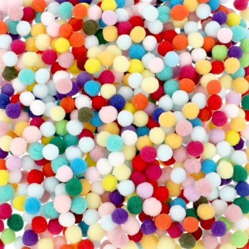 1200 Stück Mini Bunt Pompons zum Basteln 10mm Mini Pom Poms Bunte Bommel Filzkugeln zum Basteln Pompom Craft für DIY Deko Kreativen Handwerk (Mehrfarbig)