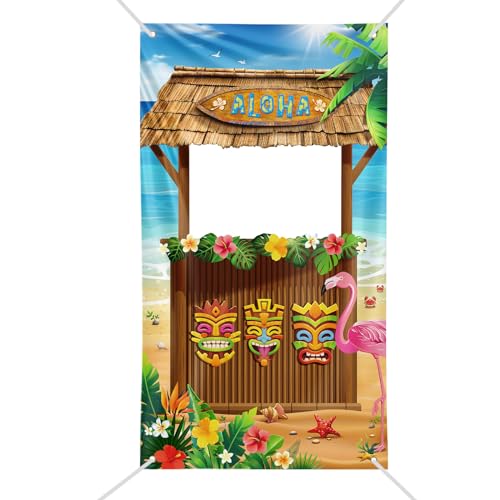 Hawaii Party Fotorahmen 100x180cm Foto Box Accessoire Aloha Fotoautomat Requisiten Foto Booth Props Sommer Strand Tropisch Banner Deko für Luau Party Beachparty Hochzeit Urlaub
