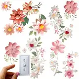 Blume Wandschalter Aufkleber Wandtattoo Blumen Lichtschalter Sticker Wandsticker PVC Floral Lichtschalter Aufkleber Steckdose Wandtatoo Flower Steckdosen Aufkleber Wall Stickers Zimmer Deko Aesthetic