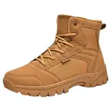 Generisch Herren Stiefeletten Männer Stiefeletten Modische Muster Einfache Feste Farbe Dicke Sohle Outdoor Wandern Lace Up Casual Sport Schuhe Motorradstiefel Herren Wasserdicht Casual (Brown, 40)