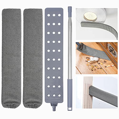 Staubwedel Teleskop Waschbar, Staubwischer Teleskop Stange und Biegbar Eckbesen, Staubwedel mit Edelstahlgriff lang ausziehbar bis 250cm, Reinigen für Sofa, Betten, Autos, Ecken und Möbeln