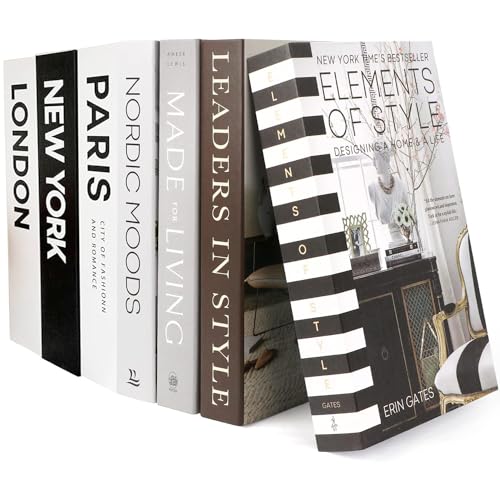 Duscdesp 7 Stück Deko Bücher Set, Mode Dekoratives Buch für Heimdekor, Faltbare Gefälschte Bücher Schwarz und Weiß Regal Dekor Aesthetic, Display Bücher für Couchtisch Büro Coffee Table, Keine Seiten