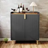 HOLTICO Weinschrank mit 9 Flaschenregale - Moderner Bar- und Kaffeetisch-Schrank aus Holz. Perfekt für Weinlagerung in Bar, Küche, Esszimmer oder Wohnzimmer