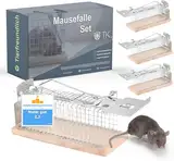 3X Fallax® Tierfreundlich - Mausefalle aus Holz lebend - Mäusefallen - Lebendfalle Maus & Ratte Käfigfalle mit Köderfixierung