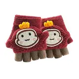 Fannyfuny Strickhandschuhe Kinder Handschuhe Junge Mädchen Halbfinger Fäustlinge Flip-Top Winterhandschuhe mit Plüschfutter Herbst Winter Fingerhandschuhe Kinderhandschuhe Weiche Warme für 1-3 Jahre