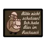 Café Viereck ® Bitte Nicht Schubsen Ich Habe Bier im Rucksack - Fun Patch mit Klett Pinguin mit Helm und Stiefeln - 7 cm x 5 cm