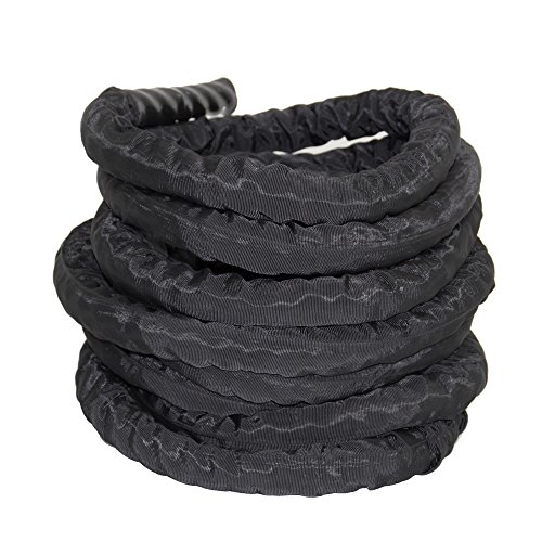 POWRX Battle Rope mit Überzug I Ø 38 oder 50 mm I Trainingsseil Sportseil Schlagseil Tau Seil für Fitness Kraft Training I versch. Länge I Wandhalterung optional (38 mm, 12 m)