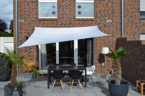 Floracord 06-77-07-37 Vierecksonnensegel mit Regenschutz 2,5 x 3 m inklusive Zubehör mit dauerelastischen Spanngurten, Silbergrau, Grau