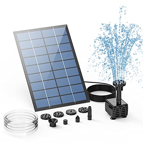 AISITIN Solar Springbrunnen für Außen 2.5W DIY Solarbrunnen für Draussen 2024 Upgrade Solarbrunnen mit 1,2M Wasserleitung Solar Teichpumpe mit 6 Fontänenstile Solarpumpe für Garten,Vogelbad,Teich