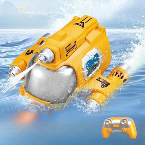 AMFUN RC Boot, Ferngesteuertes Motorboot Kinder, 2,4-GHz RC Boot mit Wasserspritzfunktion, Doppelpropeller ferngesteuertes Boot Schwimmbadspielzeug mit Zwei Batterien, 360° Rotation