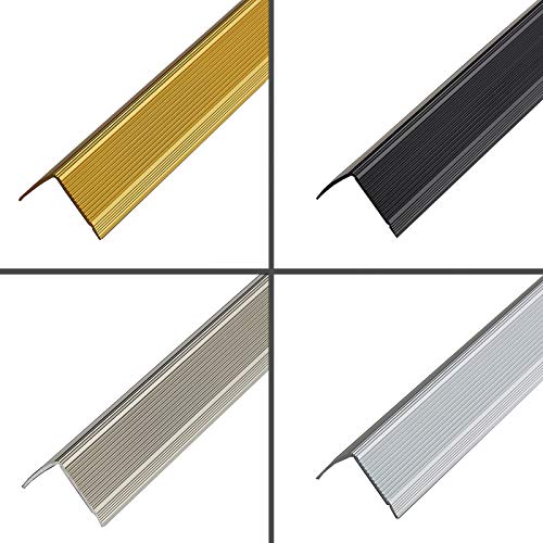 Treppenkantenprofil von PRIOstahl | Treppenkante für Treppen | Aluminium - Winkel 30 x 35mm | Farbe Champagner | Länge 900mm| Selbstklebend