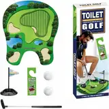 Toilettenspiel WC-Spiel Klospiel für die Toilette Badezimmerspiel Männergeschenk Toilettengolf Geschenk Set - Lustiges Mini Golf für Badezimmer mit Puttingmatte Golfgeschenkartikel (Grün)