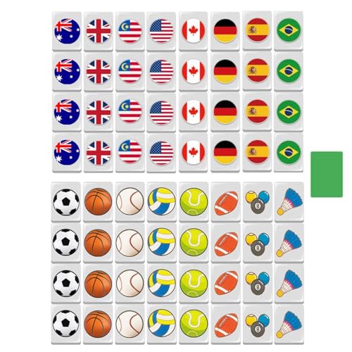 galeyyu Fluchtspiel Am Meer, Mahjong-Spielset Mit Amerikanischer Nationalflagge, Tik-tok-Spielblöcke, Wiederverwendbare Lustige Mahjong-Sets Mit 65 Spielsteinen, 24 Mm Flaggenmuster