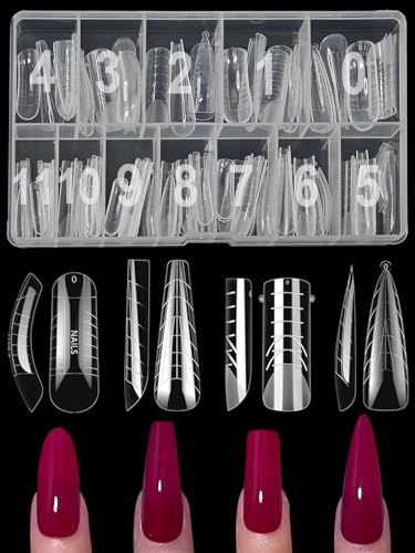 XIAOHEBAN 96 Stück Dual Nail Forms Set, 4 Formen Dual Tips Nägel Nagelverlängerung Verlängerung, 12 Größen Nagel Gel Formen Nagelform Set für Polygel Extension, für Nail Art Diy at Home