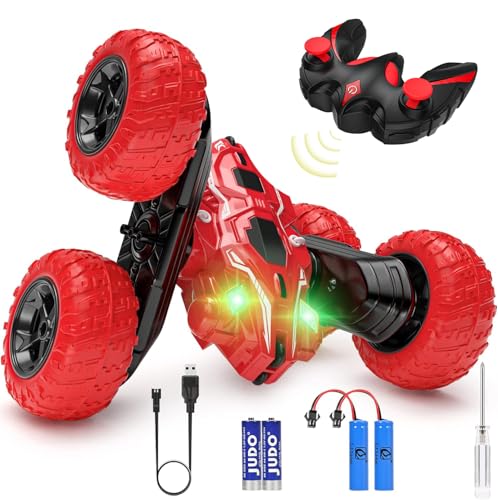 Ferngesteuertes Auto, 4WD 2.4 Ghz RC Stunt Crawler mit LED Licht, 360°drehbare Drift RC Auto für Innenräume, Außenbereiche, Rasenflächen, Spielzeug Geschenke für 6+ Jahre alte Jungen Kinder Mädchen