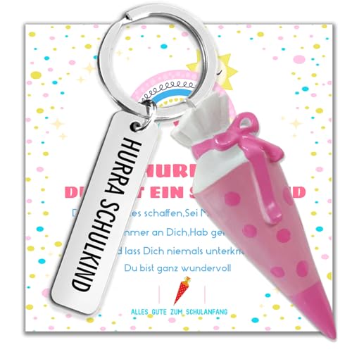 ENSTAB Einschulung Geschenk Mini Schultüten Füllung Schulanfang Geschenk Schulkind mit Grußkarte Geschenkbox (Schultüten-Rosa)