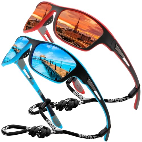 Perfectmiaoxuan Polarisierte Sonnenbrille Herren Damen für Radfahren Fahren Angeln Klettern Sommer Outdoor Mode Leichtgewicht Urlaub Reisen Sonnen brille Seil Brillen Halter