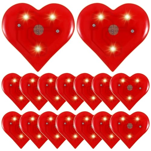 Amosfun 20 StüCk Blinkende Rote Herzbroschen Led Anstecker FüR Valentinstag - Leuchtende Herz Pins FüR Dekoration, Geschenke Und Partybedarf