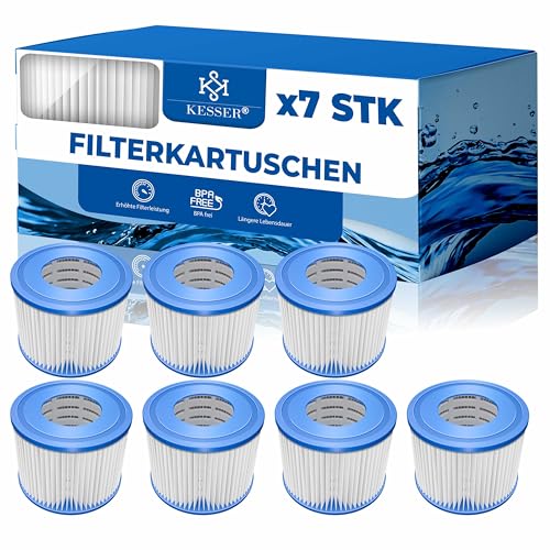 KESSER® Filter für Whirlpool 7X Filterkartuschen Ersatz SPA Filter Größe VI Kartuschen Wasserfilter Poolfilter kompatibel mit Lay-z-Spa Intex Ersetzt die Originalkartusche