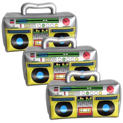 3 Stück Aufblasbare Radio Boombox,Aufblasbare Rock Star Toy, Aufblasbare Radio, 80er 90er Jahre Dekoration Party,Aufblasbarer Retro Ghettoblaster(42x30cm