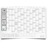 Kalenderoutlet XXXL DIN B0 Jahresplaner 2025, Kalender, Wandkalender 14 Monate grau 140x100cm grosser Wandplaner 2025, Jahreskalender 250g Papier gerollt in deutscher Sprache