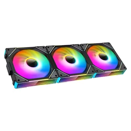 TZMRIT UNI FAN Infinity Lüfter 120 mm, Rgb Lüfter 120 mm, ARGB Lüfter 120 mm, 3er Pack, Daisy Chain PC Lüfter, Schwarz