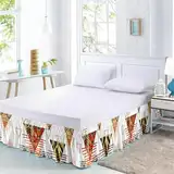 Surwin Betthusse Ruffle Bettrock Rüschen, Geometrie Elastischer Bett Rock Bettvolant Gerüschter Bed Skirt Wrap Around Bettrock Husse Röcke Keine Bettoberfläche Bett Bettgestein (Orange,200x200x45cm)