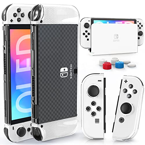 HEYSTOP Switch OLED Hülle Dockable PC Schutzhülle mit Griff Case und Daumenkappe für Nintendo Switch OLED Zubehör Kompletter Schutz