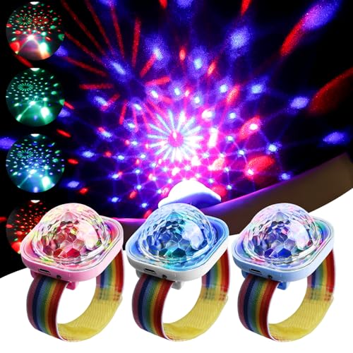 BORDEAG Disco Ball Licht, 3 Stück Mini Discokugel Licht, Discokugel Partylicht 5 Modi, Disco-Kugel-Licht, Discolicht Partylicht, Klein Discokugel Armband Wiederaufladbares