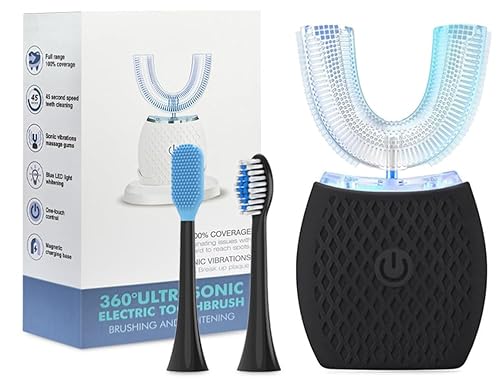 EITVLAGE Ultraschall Zahnbürste, 360° Automatische Schallzahnbürste, Erwachsene Schallzahnbürste, Zahnaufhellungsbürste mit Timer, Schwarz