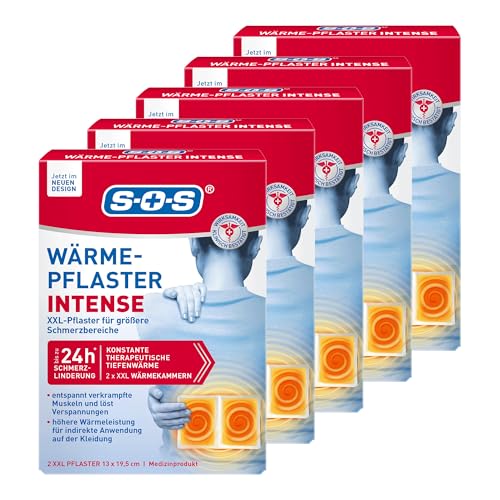 SOS Wärme-Pflaster INTENSE | extra starke XXL Wärmepflaster | löst verkrampfte Muskeln + Rücken Verspannungen | Rückenschmerzen 5x2 Wärme Pads