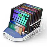 BESTEK Quick Charge 3.0 Ladestation USB Multiple 66 W 10 USB-Ports Ladegerät mit 2 Dockingbuchsen Dockingstation für Handy und Tablet