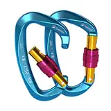 CAMNAL-Karabiner, UIAA-zertifizierte Kletterkarabiner [25KN] Hochleistungskarabiner mit Schraubverschluss zum Klettern, Arbeiten in der Luft, Fallschirmspringen, Hängemattenbau.azurblau