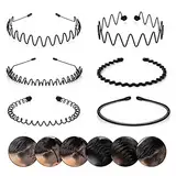 6 Stück Multi Style Metall Haarband, Haarreifen Männer Damen, Schwarz Rutschfeste Elastisches Mode Haarreif Haarstyling Zubehör für den Täglichen Gebrauch Bilden Outdoor Sport Yoga