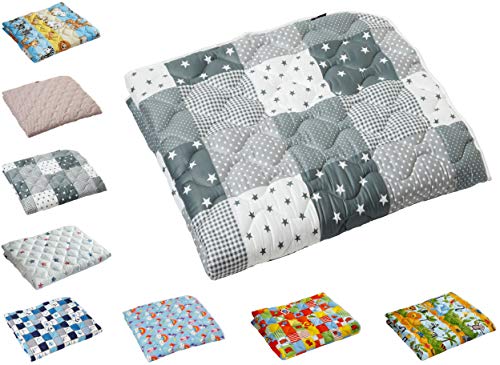 Babyfrücht Krabbeldecke HLP: "Patchwork Sterne/Punkte" Fb. grau | rutsch- und wasserfest | Serie: High-Line Premium (HLP) | Artikel 10203 | ca. 130x200cm groß | 60°C waschbar