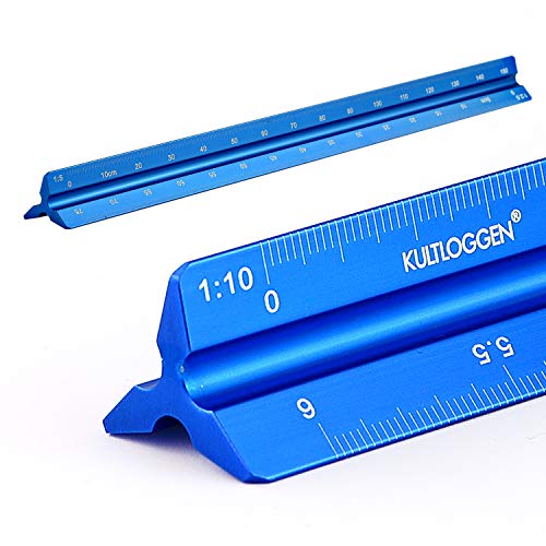 Maßstab Lineal Alu Dreikantlineal Dreikantmaßstab Scale Ruler 1: 2.5, 1: 5, 1: 10, 1: 20, 1: 50, 1: 100 Dreieckig Dreikantlineal Lasergraviert