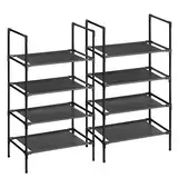 SONGMICS Schuhregal mit 4 Ebenen, 2 Stück, Schuhregal, Aufbewahrung, Metallrahmen, Regale aus Vliesstoff, für Eingang, Schlafzimmer, Wohnzimmer, 45 x 28 x 80 cm, Schwarz LSR044B02