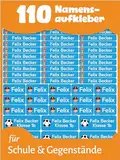 LabelTiger® Personalisierte Namensaufkleber im Set für Kinder in der Schule - 110 Stück, Aufkleber für Stifte und Schulsachen, Selbstklebend & Wasserfest - Blau
