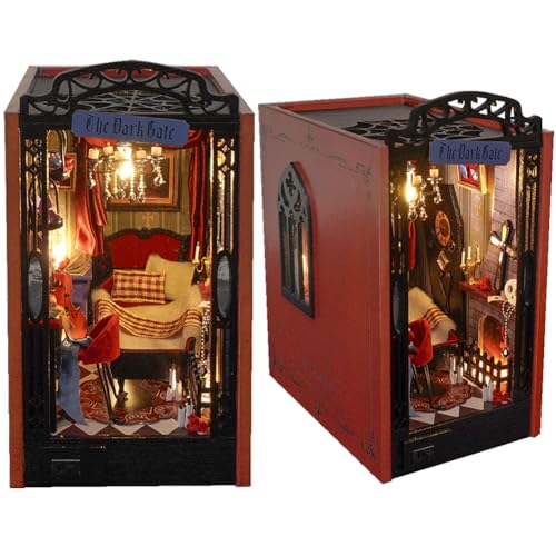 DIY Dollhouse Booknook Booknook Insert Decor DIY Book Nook Kit DIY Book Nook Puzzle 3D aus Holz mit LED-Beleuchtung Buchstützen Holzeinsatz Buchstützen Modellbau