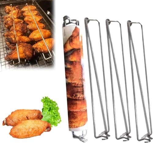 Chicken Wing BBQ Fork, Clamping Wing Rails for Grilling Chicken Wings, U-Shaped Design Accessories for BBQ Grilling Outdoor Picnic Camping (4pcs)