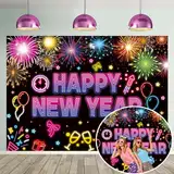 Happy New Year Hintergrund 2025 Neon Happy New Year Banner für Nye Dekorationen 2025 x 150 cm Neon Glitzer Neujahr Hintergrund 2025 Silvester Party Supplies Foto Requisiten