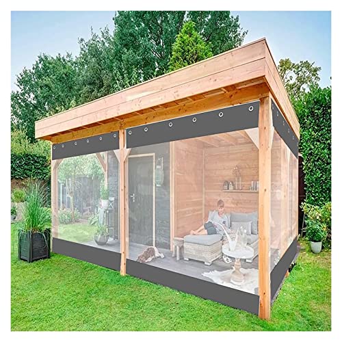 KANMR Winddichter Außenvorhang Transparent Mit Ösen PVC-Trennvorhang wasserdichte Terrassenplane Für Pavillon, Balkon, Garage, Garten(2x2m)