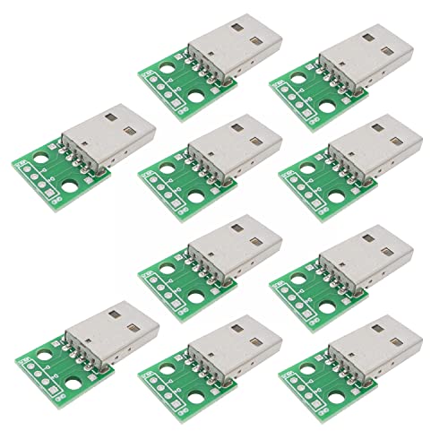 USB-A Male to DIP Breakout board adapter, 4 pin for 2.54mm PCB board module, Pack of 10