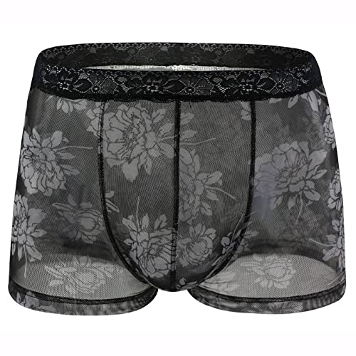 Shorts Herren Unterwäsche Transparent Höschen Durchsichtige Erotische Herren Boxers Unterwäsche Boxershorts Atmungsaktiv Reizwäsche für Sex Männer Boxershort Sexy Boxershorts für Männer Sport Low Rise