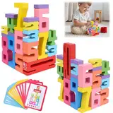 Vibbang Zahlenbausteine, Holz Zahlen, Holz Zahlenblock Spielzeug Set für Kinder, Montessori Zahlen, Bunt Stapelzahlen, Vorschul-Lernaktivitäten für Geburtstagsgeschenke, Familienspiel