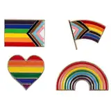 4 Pcs LGBTQ Accessoires Regenbogen Flagge Pride Accessoires Rainbow Friends Buttons Anstecker Lesbian Flag Pin Anstecker Gay Pride Flag Brosche Pride Outfit Pride Pin Anstecker Regenbogen Deko LGBTQ