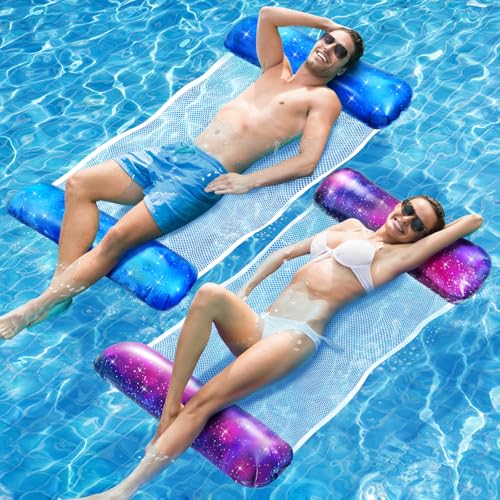 Dusor Luftmatratze Pool Zubehör 2Stück, XL Wasser Hängematte, Aufblasbare Spielzeug Wasserhängematte 4 In 1, Erwachsene, Wasserspielzeug für Erwachsene und Kinder