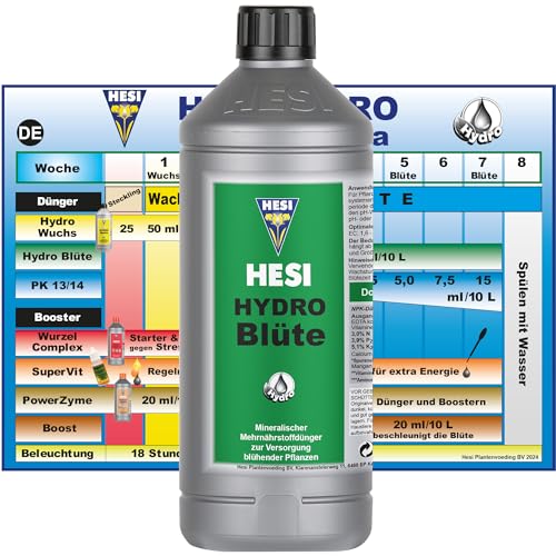Hesi Hydro Bloom 1L – Hochwertiger Hydro Dünger für Blühphasen – Effektiver Hydrodünger für Hydrokultur & Hydroponik – Speziell für Zimmerpflanzen in Hydrokultur – Nährstoffreich & Wachstum fördernd